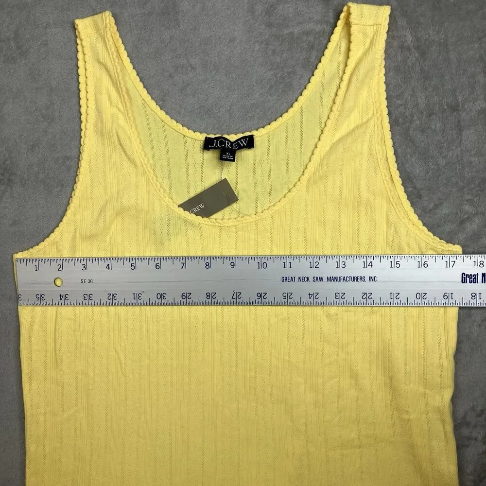 J Crew Pointelle Scalloped Tank Top‎ Yellow Cotton Sleeveless CI698 Womens XL